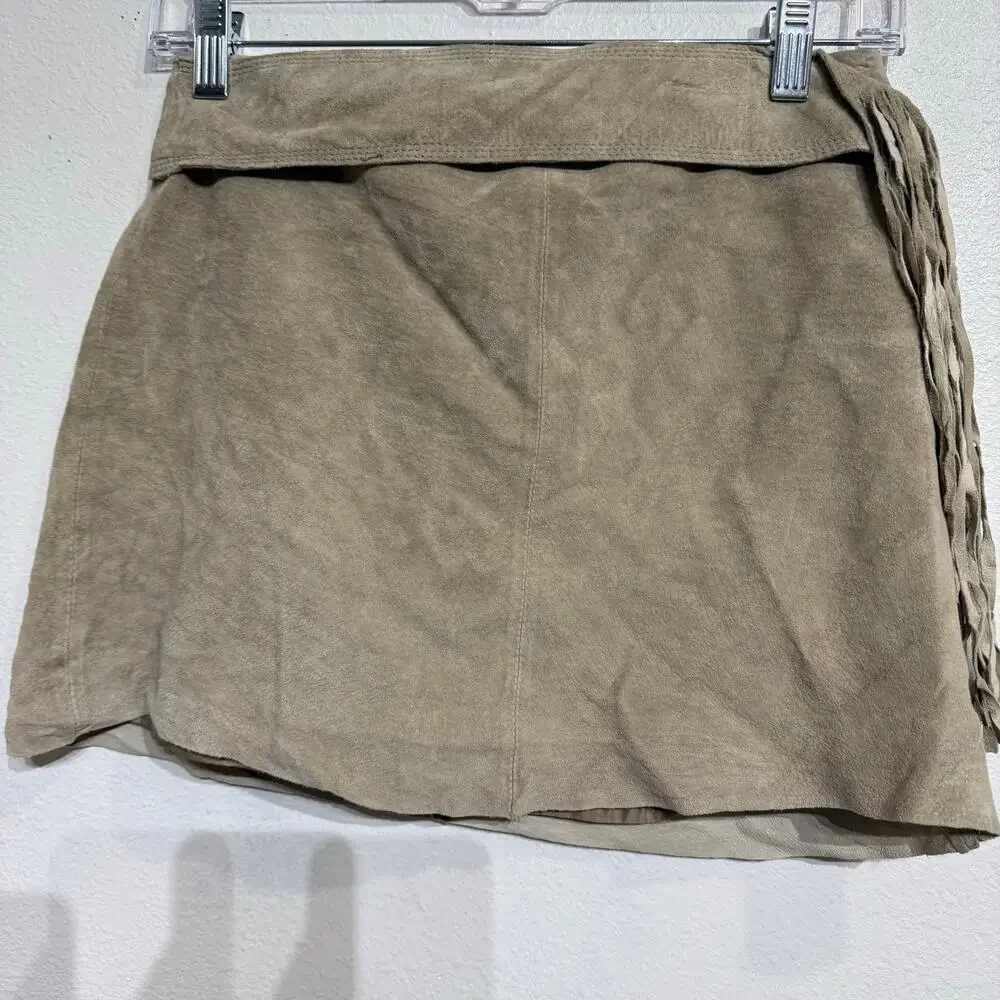 Limited Too Cream Suede Leather Mini Skirt Sz 12 Y2K